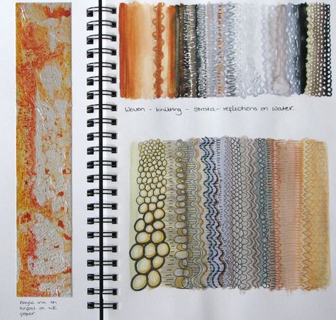 Texture Sketch, Fashion Sketchbook Inspiration, Sketchbook Layout, Textiles Sketchbook, A Level Textiles, Gcse Art Sketchbook, Sketch Books, Portfolio Book, Fashion Design Sketchbook