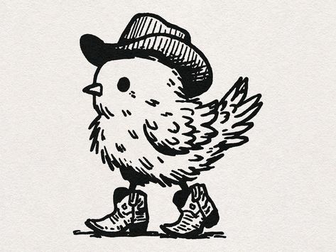 Vintage Vector Illustration, Vintage Chicken Illustration, Cowboy Wallpaper Country, Cowboy Hat Doodle, Chicks Illustration, Graphic Design Black And White, Country Graphics, Boot Illustration, Vintage Cowboy Art