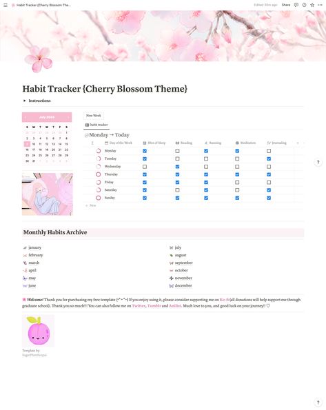 Spring Notion Template, Habit Tracker On Notion, Notion Checklist Template, Free Notion Habit Tracker Template, Free Notion Habit Tracker, Notion Tracker Ideas, Notion Tracker Template, Notion Template Ideas Habit Tracker, Notion Sleep Tracker