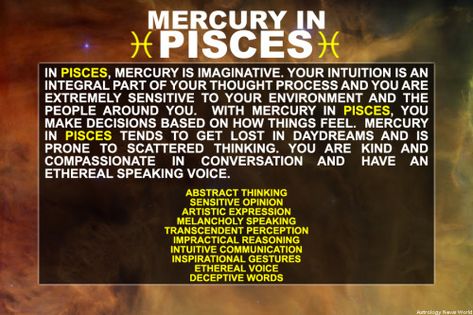 Pisces Mercury, Mercury In Pisces, Chinese Numerology, Astrological Chart, Birth Order, Planet Signs, Astrology Planets, Astrology Pisces, Pisces And Sagittarius