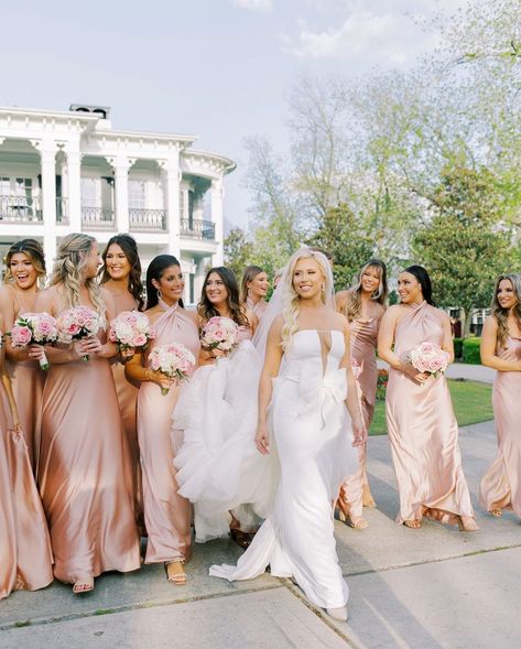 Alexa Sparks Warshauer on Instagram: “That look when you know you’ve got the best bridal party behind you 💕” Rose Bridesmaid Dresses Blush, Wedding Bridesmaid Dresses Dusty Rose, Bridesmaid Dress Rose Gold, Rose Gold Silk Bridesmaid Dress, Rose Gold And Champagne Bridesmaid Dress, Ice Pink Bridesmaid Dresses, Dusty Rose Gold Bridesmaid Dress, Gold And Pink Bridesmaid Dresses, Bridesmaid Rose Gold Dresses