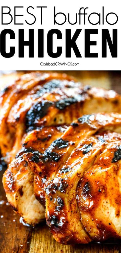 Buffalo Chicken Marinade, Buffalo Chicken Breast, Buffalo Chicken Recipe, Grilled Buffalo Chicken, Buffalo Chicken Recipes, Chicken Marinade Recipes, Carlsbad Cravings, Buffalo Chicken Wings, Homemade Ranch Dressing