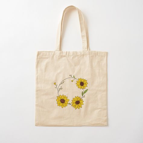 Get my art printed on awesome products. Support me at Redbubble #RBandME: https://www.redbubble.com/i/tote-bag/Sunflower-Wreath-by-PaigeCreate/162323743.P1QBH?asc=u Cute Sunflower, Sunflower Wreath, Sunflower Wreaths, Sunflower Design, Print Tote, Printed Tote Bags, Just In Time, Little Sisters, Tote Bag Design