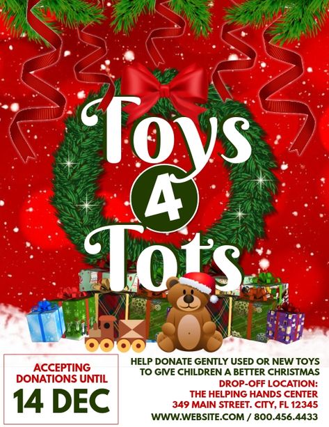 toys 4 tots flyers, holiday toy drive flyers, Christmas toy drive event templates, Christmas fundraiser, Christmas templates. Christmas Toy Drive Flyer, Christmas Toyland, Christmas Fundraiser, Fundraising Poster, Christmas Toy Drive, Toy Donation, Toy Drive, Toys For Tots, Fundraising Event