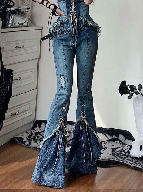 DIY lace jeans