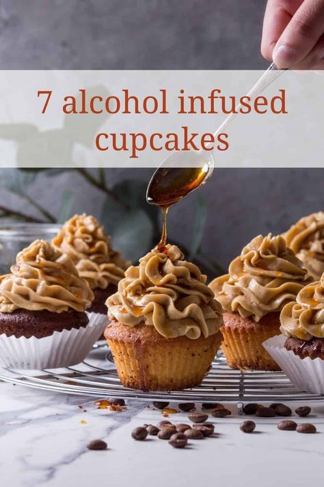 Cupcakes Alcohol Infused, Beer Batter Cupcakes, Baileys Cupcake Recipes, Father’s Day Cupcake Flavors, Booze Infused Cupcakes, Boozy Cupcakes With Pipettes Recipes, Bourbon Cupcakes Easy, Boozy Fall Cupcakes, Rum Cupcakes Recipe Alcohol