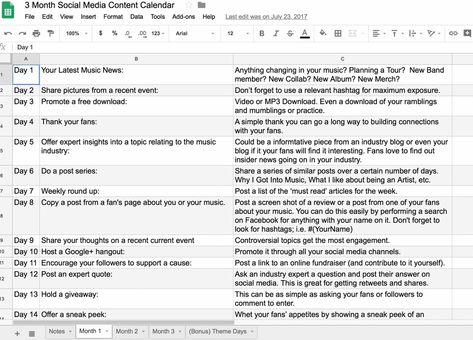 Social Media Content Calendar for Musicians Musician Content Calendar, Content Calendar For Musicians, Content Ideas For Musicians, Social Media For Musicians, Social Media Planner Template, Of Content Ideas, Music Marketing, Social Media Content Calendar, Editorial Calendar