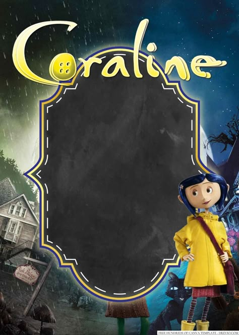 12 | Download Hundreds FREE PRINTABLE Birthday Invitation Templates Media Coraline Inspired Party, Coraline Template, Coraline Birthday Invitation, Coralline Birthday Party Ideas, Coraline Invitation, Coraline Party Ideas, Coraline Decorations Halloween, Coraline Birthday Party Ideas, Coraline Birthday Party