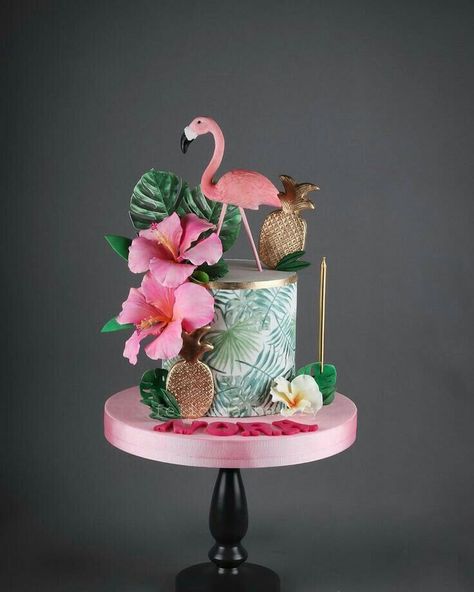 Tropical Birthday Cake, Flamingo Birthday Cake, Bolo Rapunzel, Cake Designs For Girl, Candy Birthday Cakes, Tropical Birthday Party, Flamingo Cake, Infographic Resume, Flamingo Birthday Party