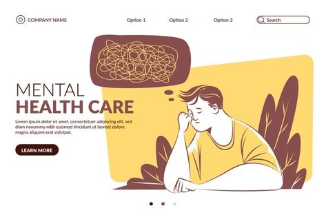 Hand drawn mental health landing page te... | Free Vector #Freepik #freevector #hand-drawn #health #landing-page #stress Mental Health Website Design, Health Landing Page, Landing Page Template, Branding Ideas, Mental Health Care, Health Logo, Website Inspiration, Cover Template, Vector Hand