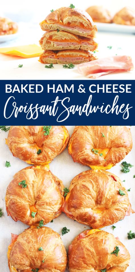 Easy Baked Ham, Ham And Cheese Croissants, Croissant Sandwiches, Croissants Recipe, Baked Sandwiches, Complete Meals, Vacation Food, Grilled Ham And Cheese, Ham And Cheese Croissant