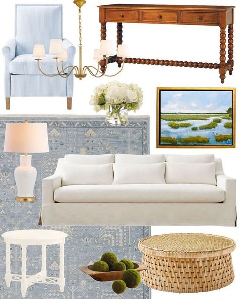 Grandmillenial Living Room, New House Living Room, Blue Bamboo, Spring Living Room, Coastal Interior, Room Remodel, Neutral Living Room, California Coastal, Rock Salt