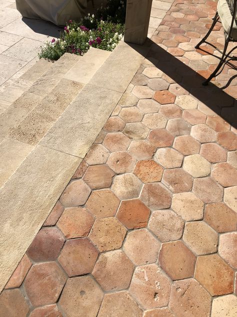 Terracotta Floor Outdoor, Terracotta Porch Tiles, Terracotta Tile Patio, Terracotta Pavers Outdoor, Terracotta Driveway, Terracota Tiles Floor, Terracotta Porch, Terrace Flooring Ideas, Terracotta Terrace