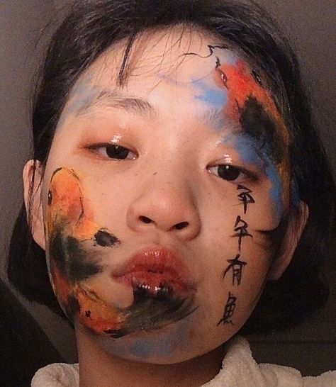 Face Art Makeup, Painted Face, Make Up Inspo, Editorial Makeup, Pretty Makeup, Creative Makeup, Artistry Makeup, Aesthetic Makeup, Koi Fish