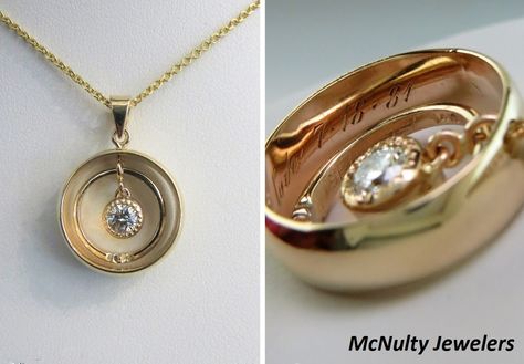 Divorce Ring Redesign, Wedding Ring Made Into Necklace, Wedding Ring Necklaces Ideas, Remaking Old Wedding Rings, Reset Diamond Ring Into Necklace, White Gold Round Pendant Keepsake Jewelry, Turning Wedding Ring Into Necklace, Repurposed Diamond Ring Into Necklace, Repurposed Wedding Rings Into Necklace