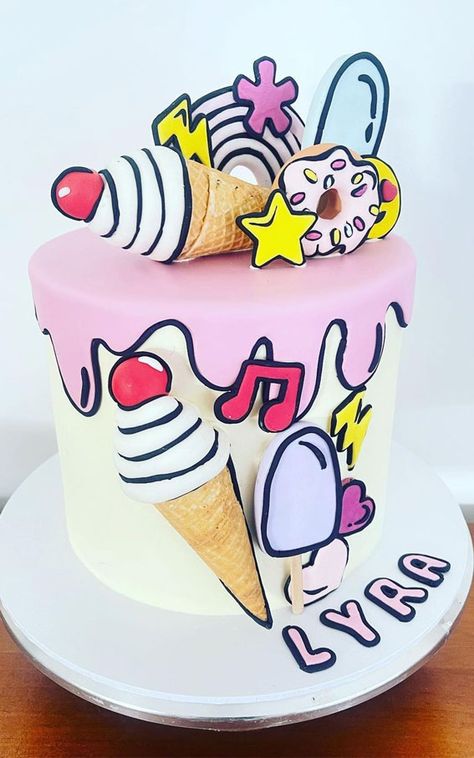 71. Fun Comic Birthday Cake Have a birthday party coming up? A birthday party won’t be complete without a birthday cake.  Everyone loves to eat a... Trending Cake Designs 2023 Birthday, Comics Cake Ideas, Cartoon Cakes For Kids, Comic Cake Ideas, Carton Cake, Comic Book Cake, Cakes Cartoon, Simple Comic, Comic Cake