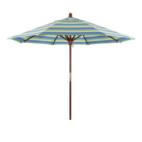 Beachcrest Home Mraz 9' Market Sunbrella Umbrella | Wayfair Outdoor Dining Rooms, Meranti Wood, Sunbrella Umbrella, Poolside Decor, Outdoor Dining Room, Beautiful Patios, Bentwood Chairs, Cantilever Umbrella, Wood Patio