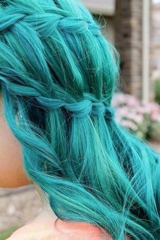 pretty color Blue And Green Hair, Waterfall Braid Hairstyle, Aqua Hair, Teal Hair, Turquoise Hair, Pastel Hair, Dye My Hair, Mermaid Hair, Gwen Stefani