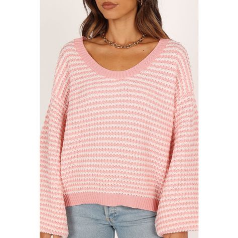 This knit sweater is a must-have for any wardrobe! The round neckline and long sleeves with rubbed cuffs give it a classic feel, while the pink stripe pattern adds a splash of fun. The pull on design creates an easy, relaxed fit that makes it perfect for weekend wear. Stripe Knit Sweater, Petal And Pup, Waffle Stitch, Fall Fits, On Design, Weekend Wear, Designer Clothes For Men, Preppy Outfits, Dream Clothes