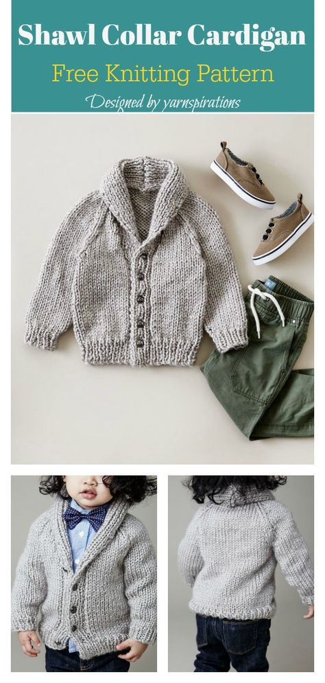 Shawl Collar Baby Cardigan Free Knitting Pattern #freeknittingpattern #knittingforkids #knitsweater Baby Boy Knitting Patterns Free, Boys Knitting Patterns Free, Baby Boy Cardigan, Knitting Patterns Boys, Baby Cardigan Knitting Pattern Free, Boys Cardigans, Baby Boy Knitting Patterns, Knit Cardigan Pattern, Knitting Baby