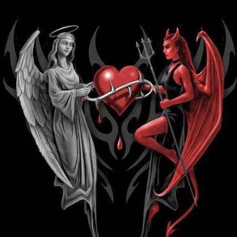 Angel/Devil Anne Stokes Art, Angel Devil Tattoo, Evil Tattoos, Devil Tattoo, Anne Stokes, Angel Drawing, Ange Demon, Vs Angels, Desenho Tattoo