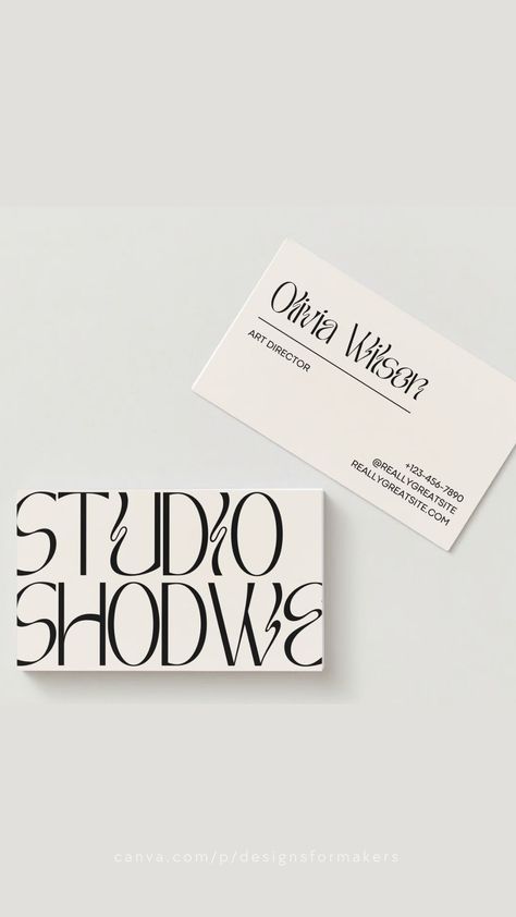 Beige Black Contemporary Creative Typography Business Card - FREE Canva Pro Template Calling Card Aesthetic, Chic Business Card Design, Business Card Ideas Beauty, Sleek Business Cards, Business Card Elegant, Graphic Designer Business Card Creative, Business Card Aesthetic, Fashion Designer Business Card, Aesthetic Business Cards