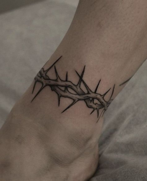 Female Wrap Around Wrist Tattoos, Crown If Thorns Tattoo, Thorn Armband Tattoo, Thorn Wrap Tattoo, Crown Of Thorns Tattoo Armband, Thorn Bracelet Tattoo, Crown Of Thorns Tattoo Women, Thorn Tattoo Design, Type O Negative Tattoo