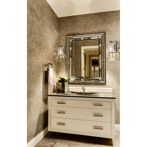 Z Lite Aubrey Brushed Nickel One Light Wall Sconce With Transparent Glass 1931 1S Bn | Bellacor Silver Framed Mirror, Transitional Vanity, Rustic Wood Frame, Transitional Wall Sconces, Wooden Mirror, Chrome Frame, Rectangular Mirror, Wall Fixtures, Contemporary Bathroom