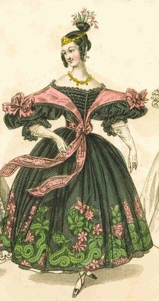 c. 1833-5 1830s Dress, Promenade Dress, 1830s Fashion, Romantic Period, 1800s Fashion, 19th Century Fashion, Old Fashion, Historical Dresses, Fashion Plates