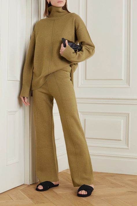 The 7 Spring Fashion Trends From Net-A-Porter Are Probably On Your Mood Board Already Joseph Clothing, Knitted Suit, Matching Sweaters, Sanya, 2020 Fashion, Spring Fashion Trends, Fashion Color, Green Wool, Knit Midi Dress