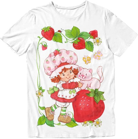 Isaac Morris Limited Strawberry Shortcake Graphic Men's and Women's Short Sleeve T-Shirt Strawberry Shortcake T Shirt, Short Cake, 14th Birthday, Red Shirt, Strawberry Shortcake, Strawberries, Light Pink, Tee Shirts, Womens Shorts