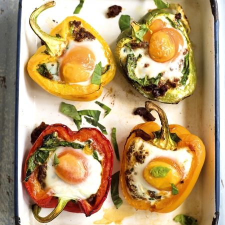 Roasted peppers with baked eggs Amelia Freer Amelia Freer, Egg Brunch Recipes, Quick Vegetarian Meals, Easter Brunch Food, Lifestyle Change, Roasted Peppers, Baked Eggs, Brunch Recipes, The Table