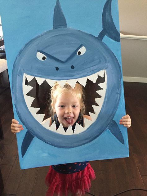 Finding nemo shark photo prop diy Shark Photo Prop, Nemo Shark, Shark Theme Party, Finding Nemo Party, Nemo Birthday Party, Finding Nemo Birthday, Nemo Party, Nemo Birthday, Shark Themed Birthday Party