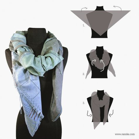 5-how-to-style-a-large-triangle-scarf Style A Scarf, Wear A Scarf, Scarf Knots, Bold Statement Necklaces, How To Wear A Scarf, Scarf Shirt, Tie Scarf, Triangle Scarf, Scarf Belt