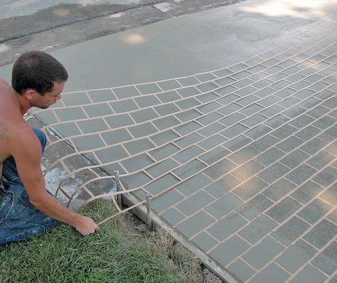 Diy Painted Floors, Diy Concrete Patio, Concrete Stain Patio, Stencil Concrete, Paint Concrete Patio, Concrete Patios, Concrete Driveways, Stamped Concrete, Painting Concrete