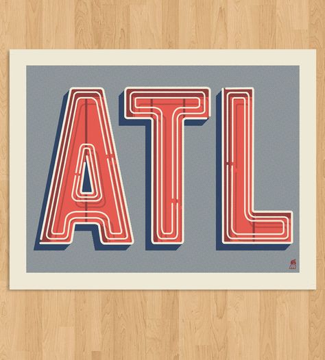 ATL is a common abbreviation for Atlanta, Georgia. Funny Commercial Ads, Inspiration Typographie, Atlanta Art, Funny Commercials, Commercial Ads, Paper Ship, Typography Letters, Typography Inspiration, Typography Design