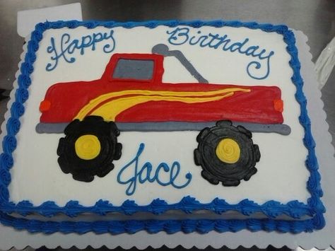 Pickup truck cake Car Sheet Cake, Monster Truck Sheet Cake, Truck Sheet Cake, Sheet Cake Birthday, Monster Jam Cake, Wwe Cake, Birthday Sheet Cake, Truck Birthday Cakes, Pull Apart Cupcake Cake