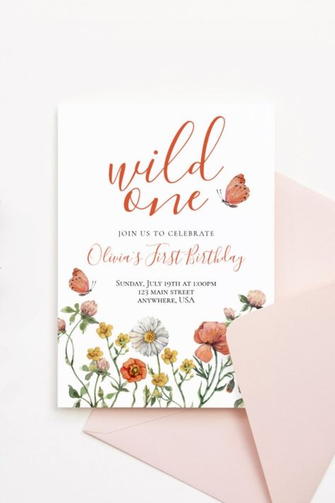 Wild One Wildflower first birthday Invitation
Wild One! Watercolor Wildflower first birthday invitation! #birthday #happybirthday #birthdaycards #birthdayparty #firstbirthday #turningone #wildflower Wild And Onderful Birthday Theme, Wild One Wildflower First Birthday Girl, Wild One Birthday Flowers, Wildflower First Birthday Girl Decorations, One Wild Year 1st Birthday Flower, Floral One Year Old Birthday, Wild One Birthday Shirt Wildflowers, Baby Girl First Birthday, Birthday Invitations Kids