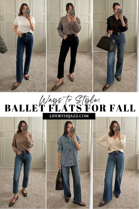 8 Ways to Style Ballet Flats for Fall - LIFE WITH JAZZ Life With Jazz, Dressy Flats Shoes, Flat Shoes Outfit, Style Ballet Flats, Professional Work Shoes, Brown Flat Shoes, Brown Ballet Flats, Ballet Flats Outfit, Leopard Print Ballet Flats