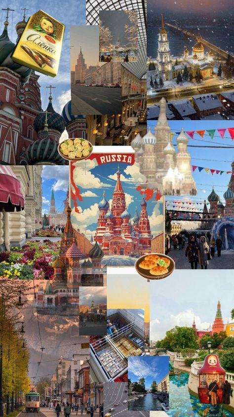 Rusia Aesthetic, Russian Chocolate, Travel Collage, Russia Travel, Dream Travel Destinations, Aesthetic Collage, Travel Aesthetic, Travel Dreams, Dream Life