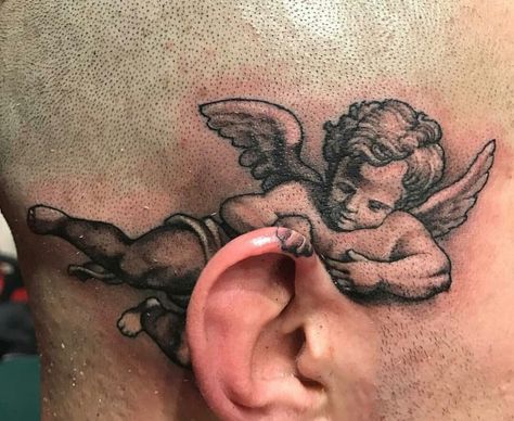 Tattoo Of Angel, Whispering In Ear, Amazing 3d Tattoos, Unalome Tattoo, Angel Tattoo Designs, Cat Tattoos, 3d Tattoos, Full Sleeve Tattoos, Music Tattoos