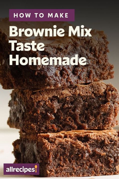 How To Make Boxed Brownies Fudgier, How To Make Brownie Mix Taste Homemade, How To Upgrade Boxed Brownies, Box Brownies Improve, Boxed Brownie Hacks, Boxed Brownies Better, Best Brownie Mix, Brownie Hacks, Betty Crocker Brownie Mix