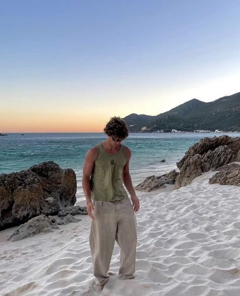 Summer Aesthetic Outfits Men, Surfer Boy Aesthetic, Mediterranean Summer Aesthetic, Philippines Trip, Summer Outfits Men Beach, Beach Aesthetic Outfits, Vacay Pics, Vacation Outfits Men, Ig Poses