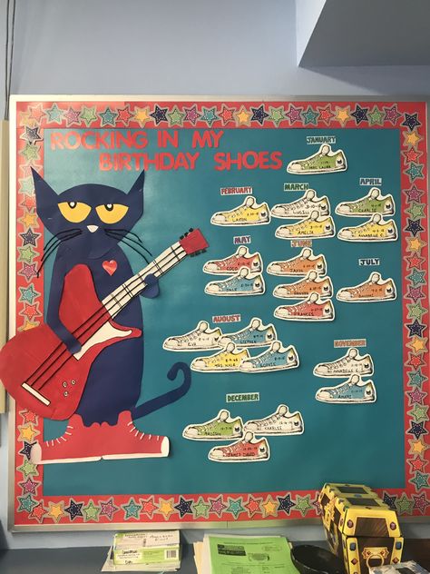 Pete The Cat Birthday Board, Pete The Cat Classroom Theme, Pete The Cat Bulletin Board, Pete The Cat Classroom, Pete The Cat Birthday, Class Door Decorations, Infant Toddler Classroom, Birthday Autumn, Literacy Week