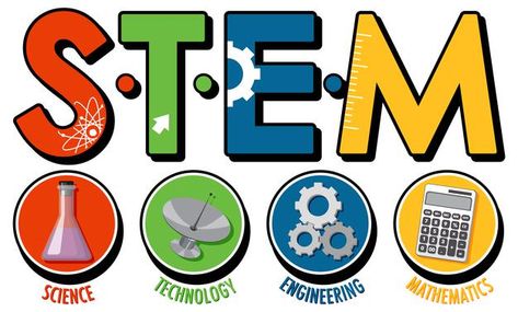 Stem education logo banner on white back... | Premium Vector #Freepik #vector #background #banner #frame #school Career Exploration Middle School, Stem Bulletin Boards, Stem Posters, Steam Classroom, Lap Book Templates, Stem School, Rainy Day Activities For Kids, Stem Lab, Stem Design