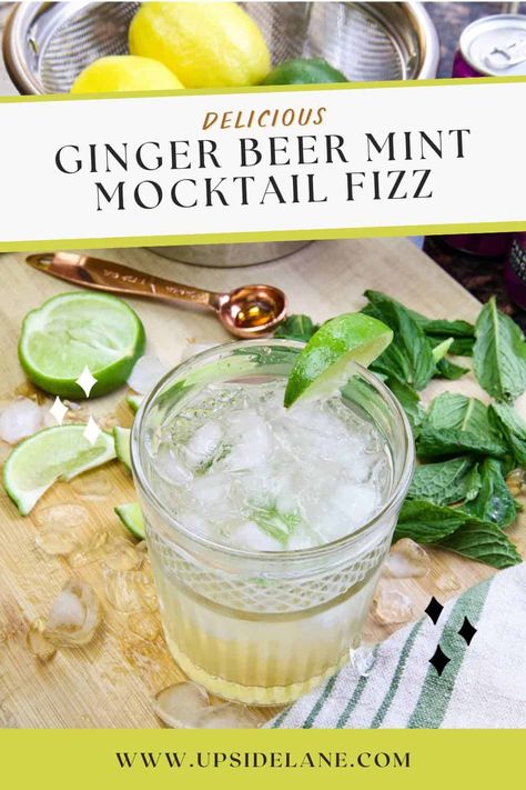 Delicious Ginger Beer Mint Mocktail Fizz Mocktails Ginger Beer Non Alcoholic, Mocktail With Mint, Gingerbeer Mocktail Recipe, Mint Mocktail Recipes, Ginger Beer Mocktail Non Alcoholic, Ginger Beer Mocktail Recipe, Mint Mocktail, Soda Drinks Recipes, Ginger Mocktail