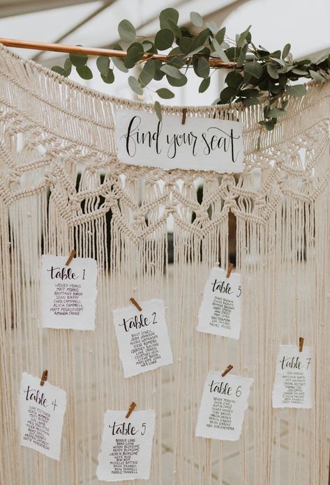 Macrame Wedding Decor, Rustic Bohemian Wedding, Pola Macrame, Macrame Wedding, Boho Chic Wedding, Neutral Wedding, Ceremony Backdrop, Virginia Wedding, Seating Chart Wedding