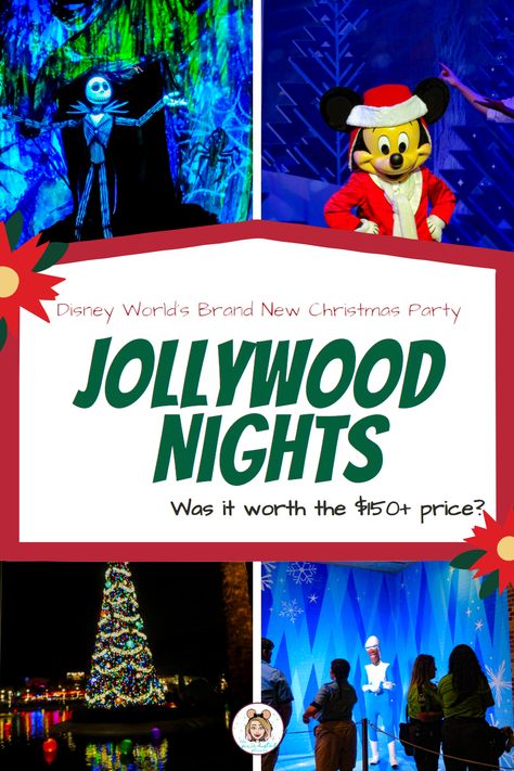 We went to the very first Jollywood Nights at Hollywood Studios in Disney World. Saw the glitz, the glam, and had a few cocktails along the way. You can meet rare characters like PHINEAS AND FERB at this party - but is worth the extra cash? Find out what we thought in this Christmas Party review. #DisneyWorld #Disneyparks #DisneyChristmas #DisneyParties #JollywoodNights #DisneyChristmasParties #HollywoodStudios #NightmareBeforeChristmas #NBC Jollywood Nights, Disney Florida, Disney Secrets, Disney Orlando, Hollywood Studios Disney, Phineas And Ferb, Disney Party, Disney Holiday, Disney World Tips And Tricks