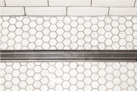 Linear vs. center square drains: Five considerations to drive your choice | Oatey Linear Drain Shower, Shower Pan Liner, Drain Tile, Master Bath Shower, Linear Drain, Being Mindful, Assisted Living Facility, Drain Opener, Large Format Tile