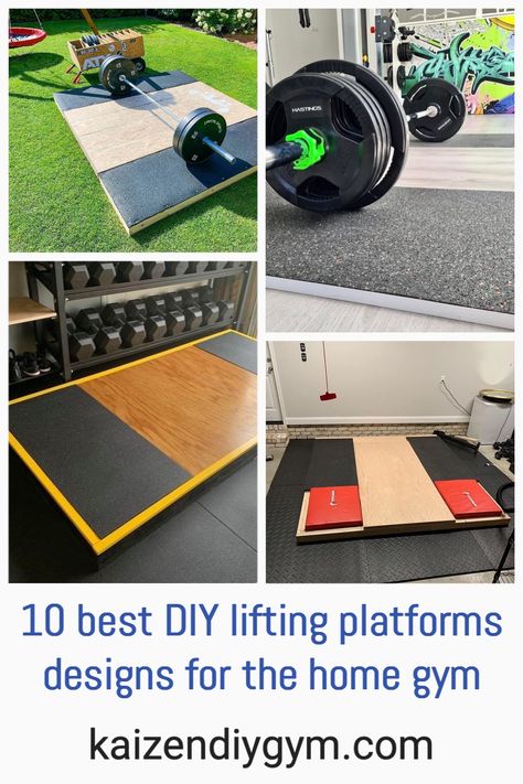 Diy Deadlift Platform, Home Made Gym Equipment, Spare Room Gym, Garage Gym Diy, Gym Backyard, Diy Power Rack, Deadlift Platform, Weightlifting Platform, Gym Basement